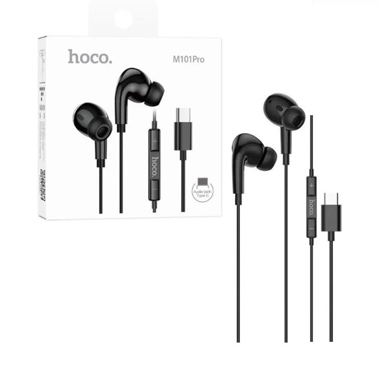 Hoco Wire-controlled Digital Earphones M101 Pro Crystal with mic and One Button control Type-C Joy 1.2m Black Hoco Wire-controlled Digital Earphones M101 Pro Crystal with mic and One Button control Type-C Joy 1.2m Black